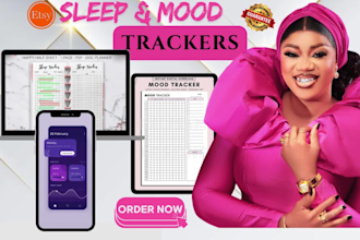 design sleep tracker and mood tracker etsy planner digital planner for etsy shop
