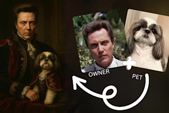 create a royal portrait of you and your pet