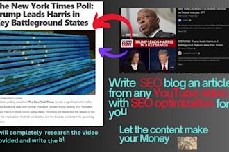 do write blog article from any youtube video with SEO optimization