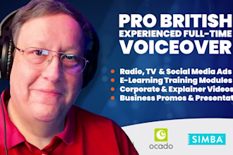 record a voice over, british male voice over artist, english voice actor UK