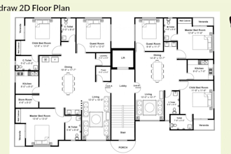 draw 2d floor plan, house plan, sketch jpg PDF blueprint to autocad 2d