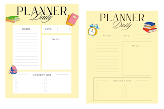 creat for you a daily planner to organise your activites a pdf