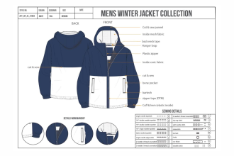 do outerwear hoodies jacket fashion design and  tech pack