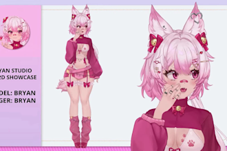 draw and rig live2d model 2d vtuber model, vtuber commission, custom vtuber