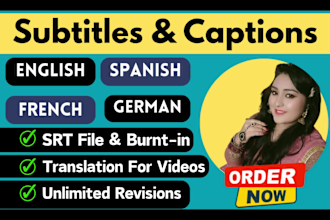 add subtitles and captions to english, german, french, and spanish videos