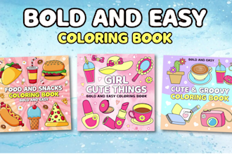 create unique bold and easy coloring book for amazon KDP