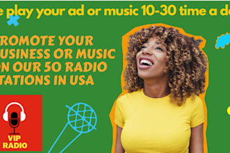 promote your business or music on our 50 radio stations in the USA
