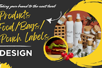 custom food packaging and pouch design, premium label, box supplement bag design
