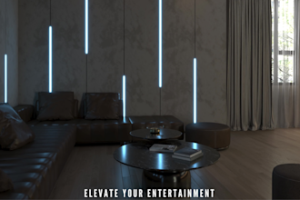design home theater interior with realistic images, shop drawing