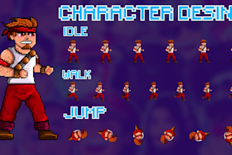 do pixel art design and animation sprite sheet for your game