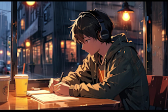create a lofi anime art illustration, wallpaper, or character design