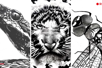 create a black and white sketch that reflects nature and its creatures