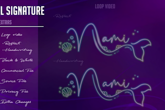 design and animate an idol or vtuber signature with cute elements