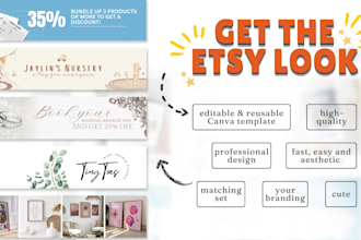 design your best selling etsy banner shop set and profile