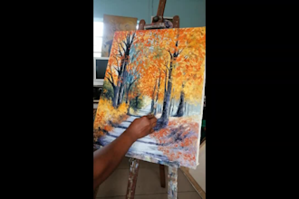 create a unique landscape painting with oil color on canvas