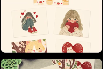 creat postcards, sticker sets, cute holiday illustration art