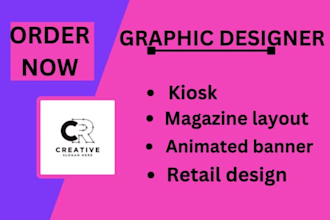 design kiosk, magazine layout, kid worksheet, icon set