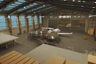 do 3d aircraft, airplane, helicopter, warehouse showroom and warehouse design