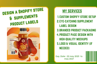 design a shopify store with supplements product labels packaging and branding