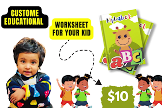 design custom worksheets and activity book for school kids