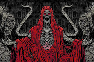draw detailed dark art illustration with my style
