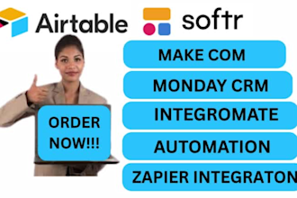 airtable, airtable zapier integration, airtable make com, monday crm softr