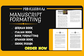 format design german ebook, spanish book, italian book manuscript formatting