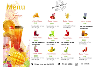 design a modern cocktail menu or bar drink list professional custom cocktail