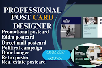 design professional homecare, health care, medical, real estate postcard or eddm