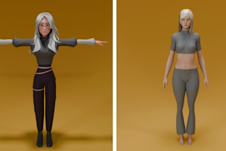 model 3d game character and rigging in blender