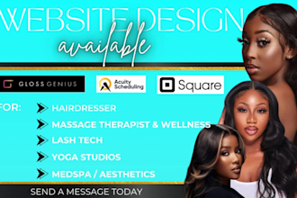 design salon, spa, wellness, or beauty website with glossgenius, acuity, square