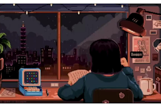 do 2d 8bit 16bit pixel art looping lofi character animation, background gif