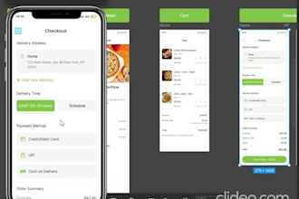 design food delivery app UI UX in figma ios and android