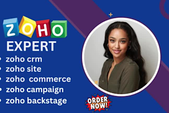 zoho CRM, zoho campaigns, zoho site, and zoho backstage