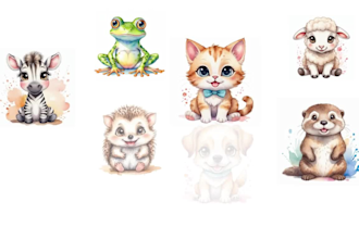 create custom watercolor clipart sticker illustration with ai