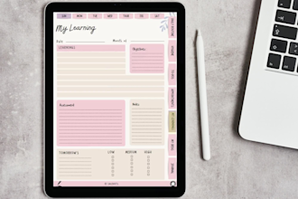 provide adhd digital planner with 250 plus digital stickers