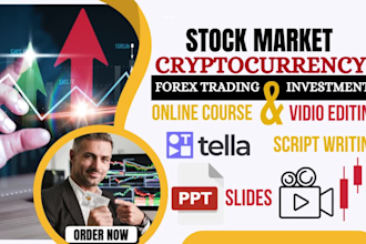 do stock market online course, voice over, ppt slides, video editing using tella