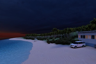 create a realistic 3d beach house model and render