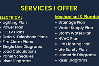 design electrical, plumbing, hvac mep plans