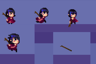 create a pixel art animation and pixel art character