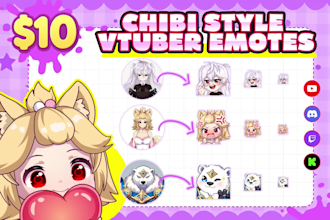 create cute chibi vtuber emotes for your model or oc avatar