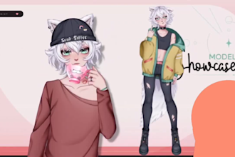 draw and rig  custom live2d vtuber, 2d vtuber commission, anime model