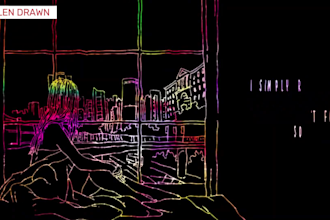 do hand drawn lyric music animation sketch neon  realistic video