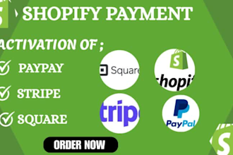 activate shopify payment gateway, paypal, wise, square