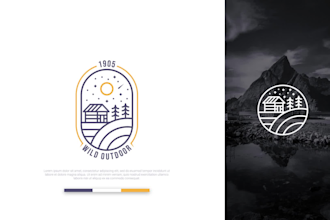create a simple line art logo design with branding kit