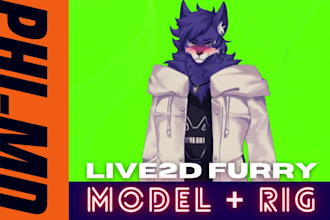 create anime live2d furry character and chibi for vtuber