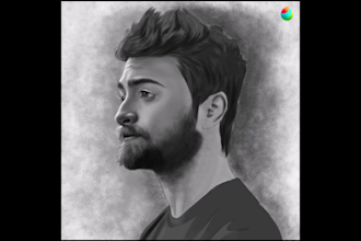 draw a custom digital charcoal pencil portrait