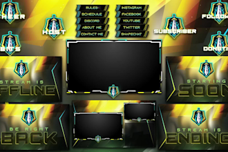 design amazing twitch animated overlay and logo