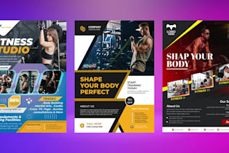 create workout, gym, fitness, yoga, boxing flyer for you