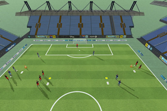 create animated 2d 3d  football, soccer drills
